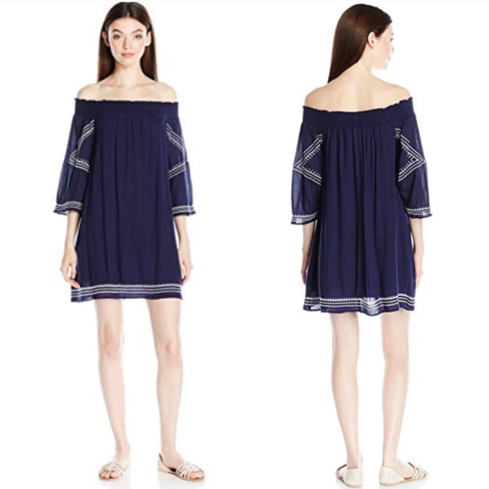 Sequin Hearts | Aztec Smocked Off Shoulder Shift Dress